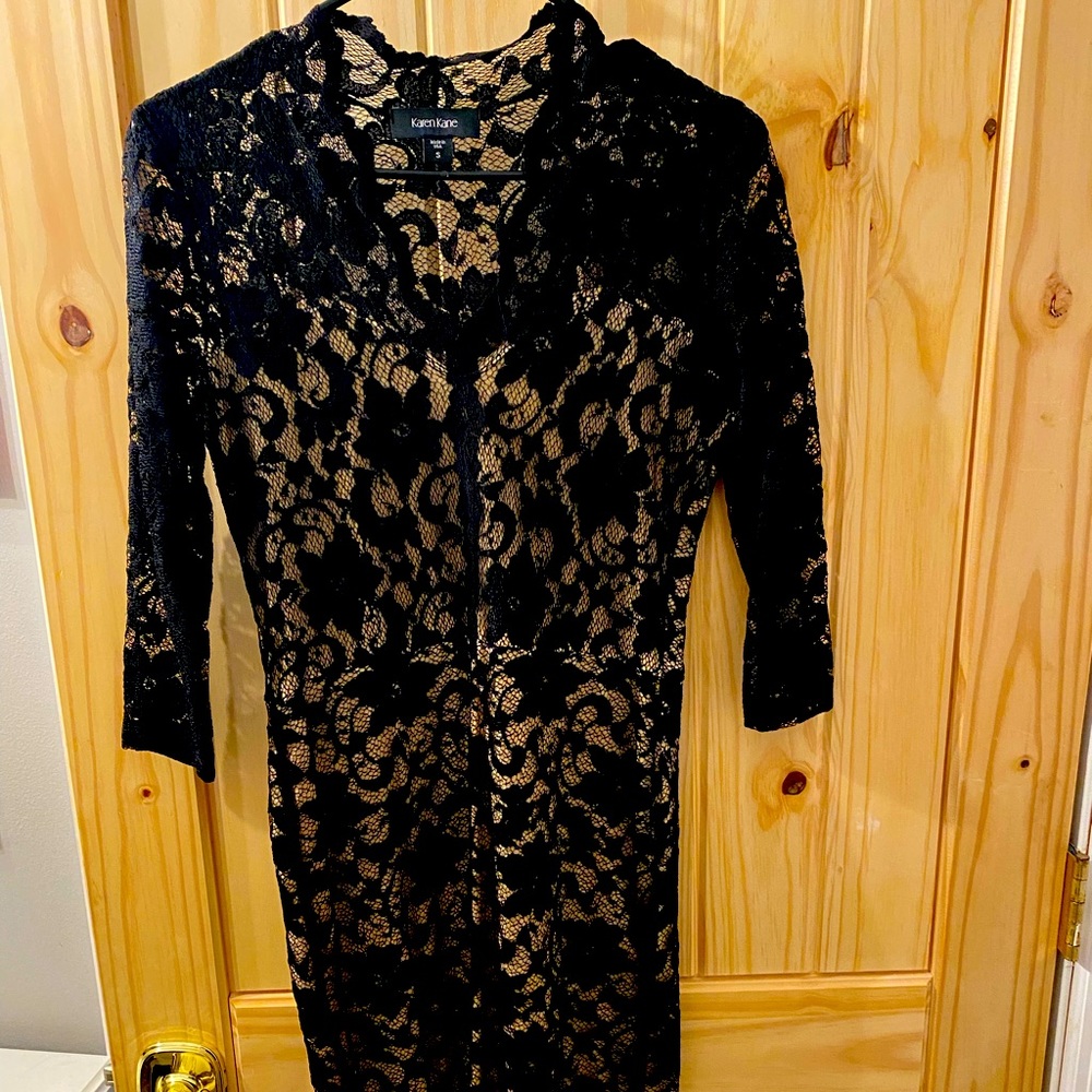 Karen Kane full lace dress, knee length, nude underlay and stretch material